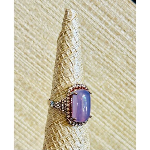 HUGE Crystal Zircon Ring Rose Gold and White Zircon Ring - Picture 14 of 14